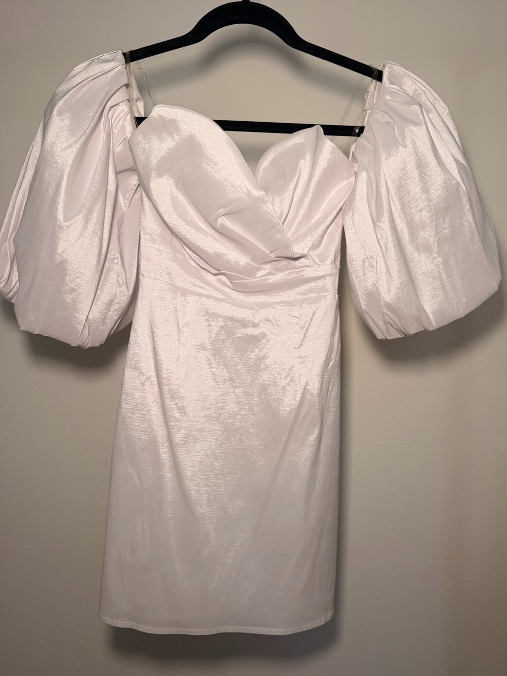 Puff-Sleeve Mini Dress in White